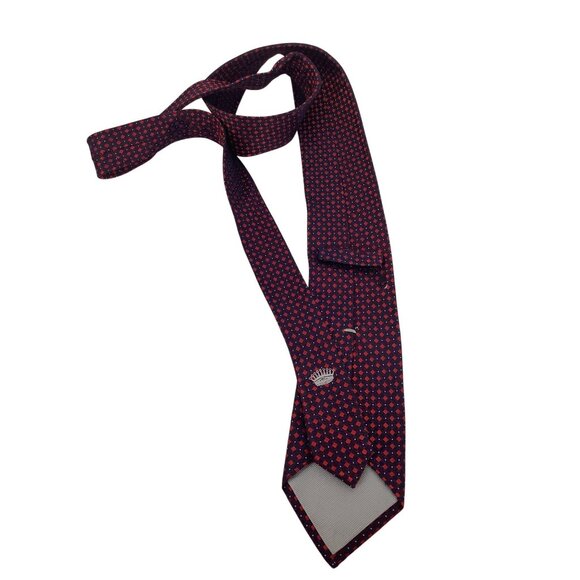 Mens Brooks Brothers Silk Tie  62" Red & Navy Diamond Pattern - Picture 2 of 6